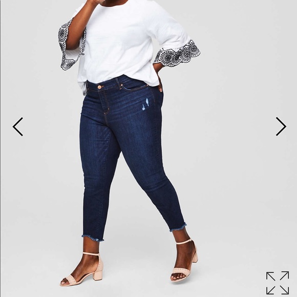 Loft Plus Skinny Chewed Hem in Dark Indigo - Picture 1 of 5